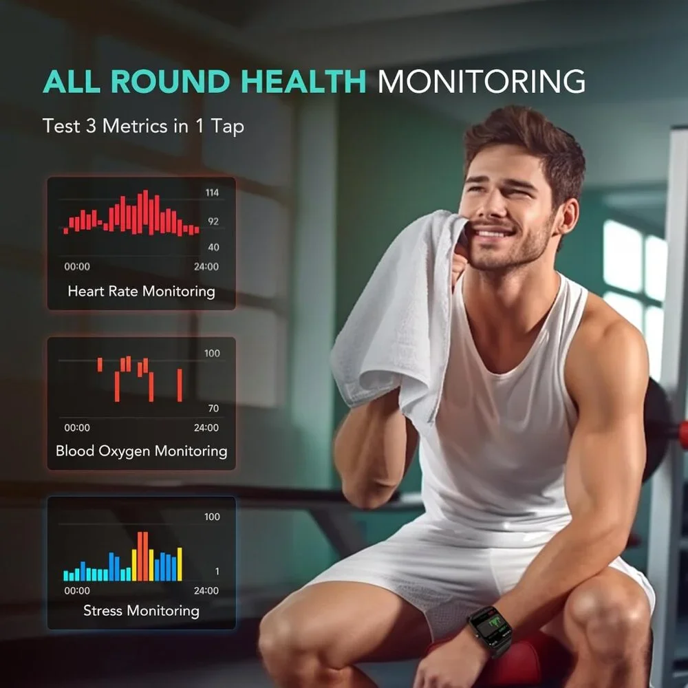 SKG V7 Cyber Black Smart Watch 1.8 in Fitness Tracker iOS Android Alexa Built-in